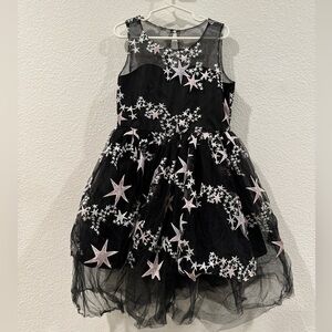 Blue Gorgeous Girls Black Tulle Embroidered Star Sweethearts Neckline Dress 8